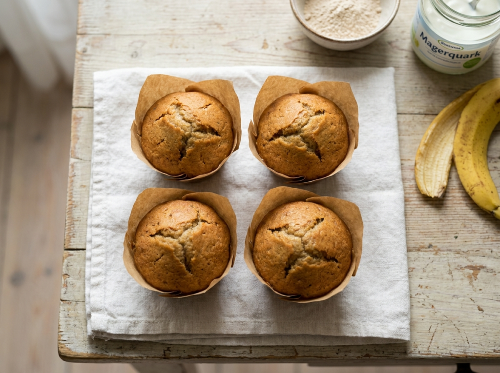 Protein Muffins Rezept: 5 geniale Tricks für den perfekten Snack 2 Banana muffins on kitchen towel 202607221108