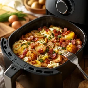 Bauernfrühstück Rezept: Das geniale Air Fryer Rezept in 20 Minuten 2 Bauernfrühstück Rezept mit Kartoffeln, Speck und Ei direkt im Air Fryer Korb