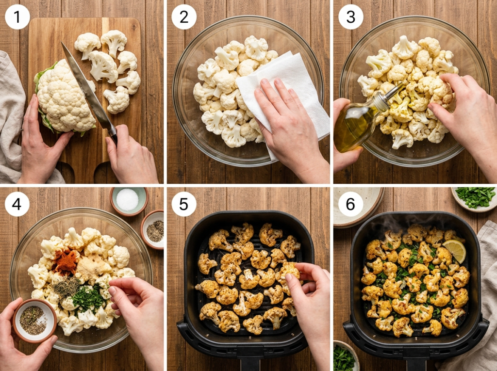 Blumenkohl Rezept aus dem Airfryer: Das beste knusprige Rezept, das du je gemacht hast 2 Crispy air fryer cauliflower steps 202607270121
