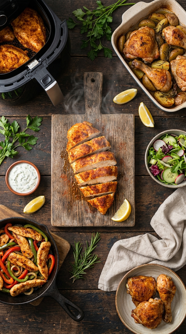 7 geniale Hähnchen Rezepte, die garantiert gelingen 1 Hähnchen Rezepte – verschiedene Gerichte mit knusprigem Hähnchen aus dem Airfryer, Ofen und der Pfanne