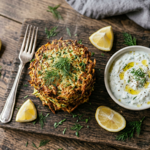 Zucchini Rezepte Airfryer: Griechische Zucchini-Puffer, die wirklich knusprig werden 2 Zucchini Rezepte Airfryer griechische Zucchini-Puffer mit Feta, Dill und Tzatziki