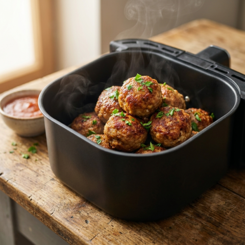 Hackbällchen Airfryer: Das ultimative Rezept für 12 Minuten perfekte Frikadellen 2 Hackbällchen Airfryer – knusprige Hackbällchen frisch aus der Heißluftfritteuse