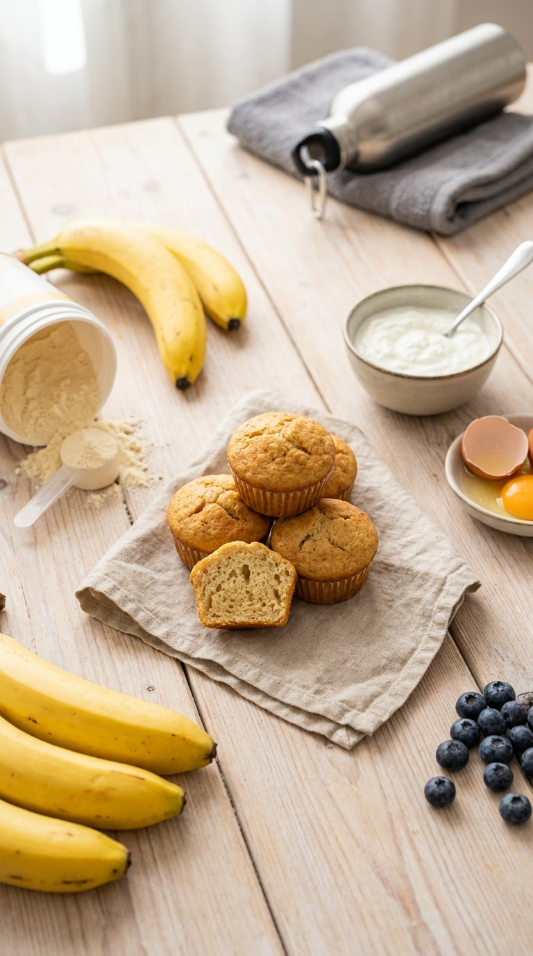 Protein Muffins Rezept: 5 geniale Tricks für den perfekten Snack 1 Protein Muffins Rezept – Zutaten und fertige Muffins im Überblick