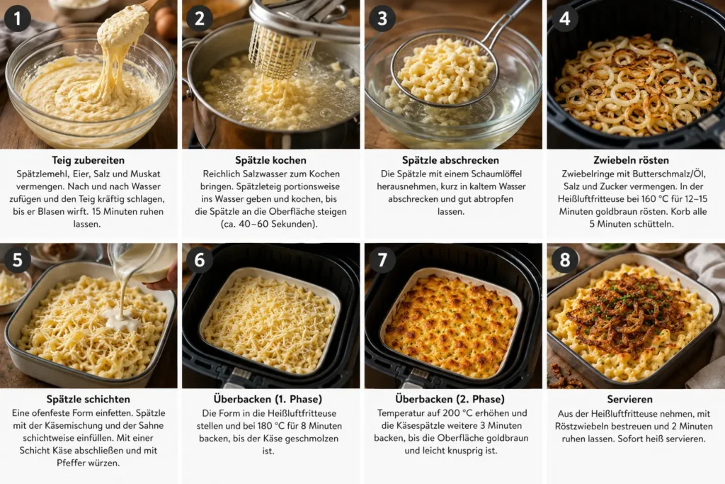 Käsespätzle Rezept aus der Heißluftfritteuse: cremig, fadenziehend und in 25 Minuten auf dem Tisch 2 ChatGPT Image Aug 5 2026 08 42 43 PM