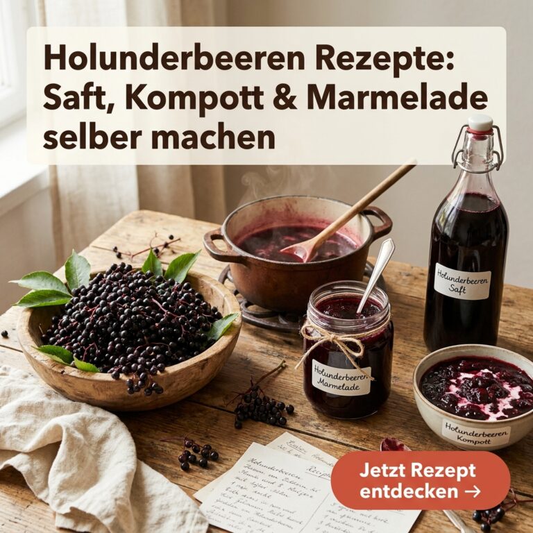 Holunderbeeren Rezepte: Saft, Kompott & Marmelade selber machen 7 Holunderbeeren Rezepte: Saft, Kompott und Marmelade selbstgemacht in rustikaler Küche