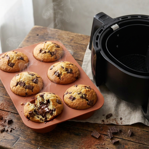 Muffins Heißluftfritteuse: Das ultimative Rezept für perfekte Muffins aus dem Airfryer 1 Muffins Heißluftfritteuse frisch gebacken mit Schokolade