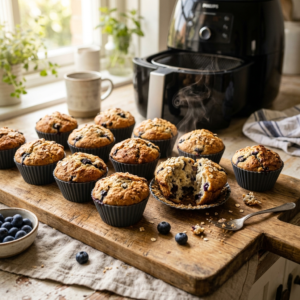 Muffins Rezept aus der Heißluftfritteuse – Fluffig, Saftig, Perfekt 2 Muffins Rezept aus dem Air Fryer – fluffige, goldbraune Muffins mit saftiger Krume