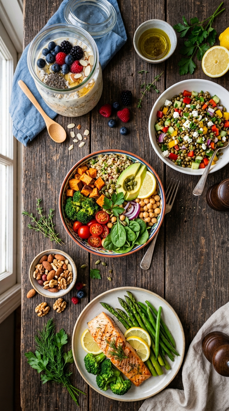 Gesunde Ernährung Rezepte: Der komplette Guide für mehr Energie 1 Gesunde ernährung rezepte: Overnight Oats, Quinoa-Bowl und Linsensalat