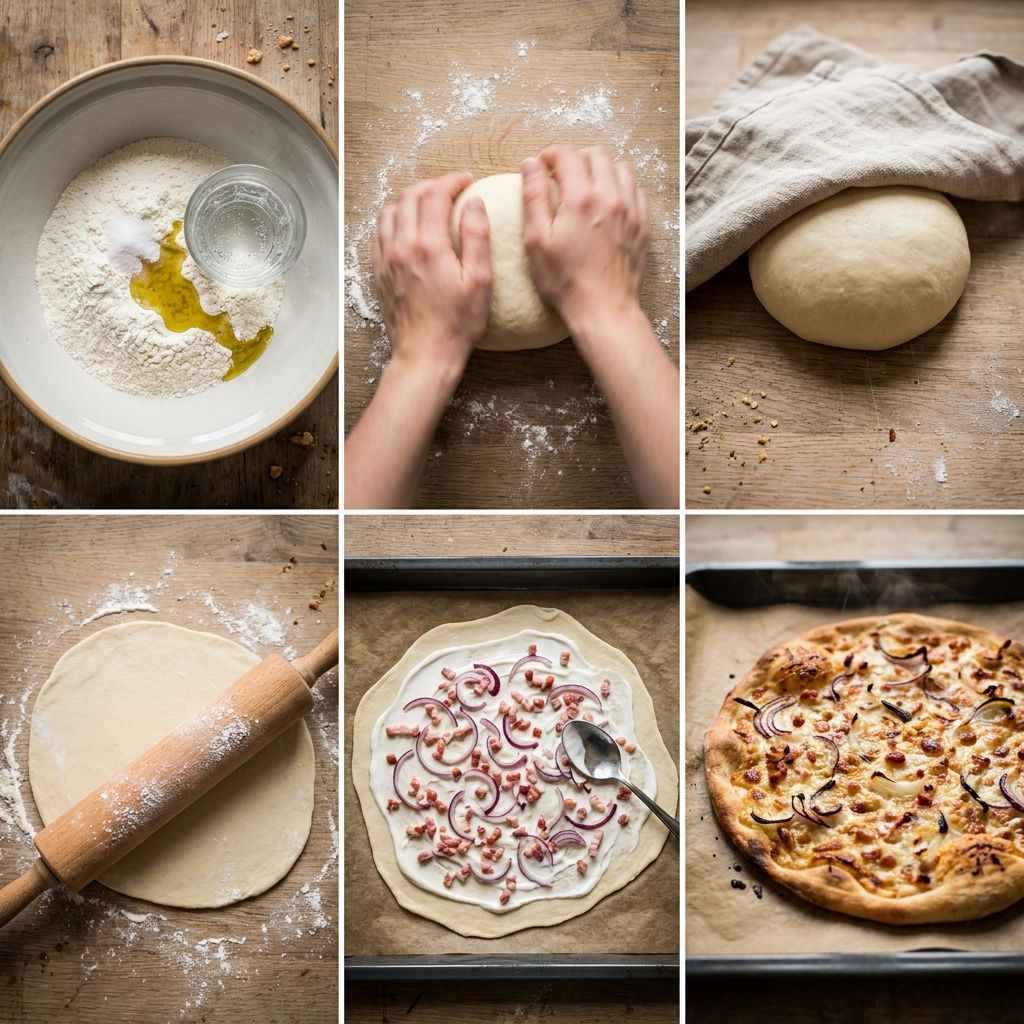 Flammkuchenteig Rezept – Das beste original Flammkuchenteig Rezept für knusprigen Flammkuchen 2 Making German Flammkuchen dough … 202608211202