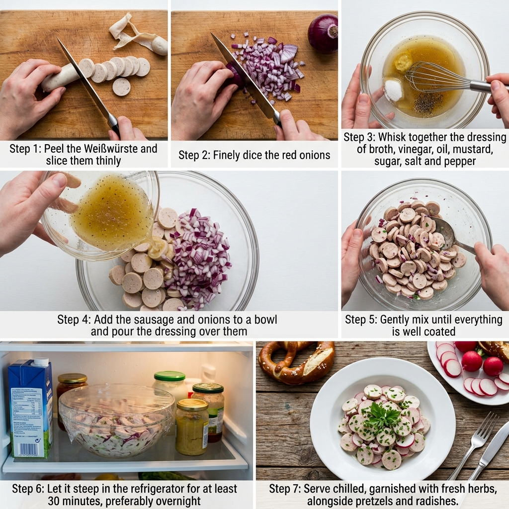Weißwurstsalat selber machen: Das bayerische Original-Rezept 2 Making German white sausage salad 202608191112