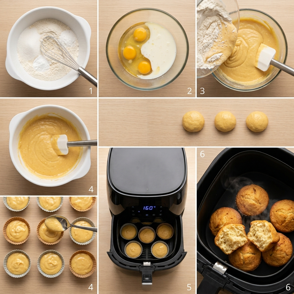 Muffins Rezept aus der Heißluftfritteuse – Fluffig, Saftig, Perfekt 3 Making air fryer muffins recipe 202608131041