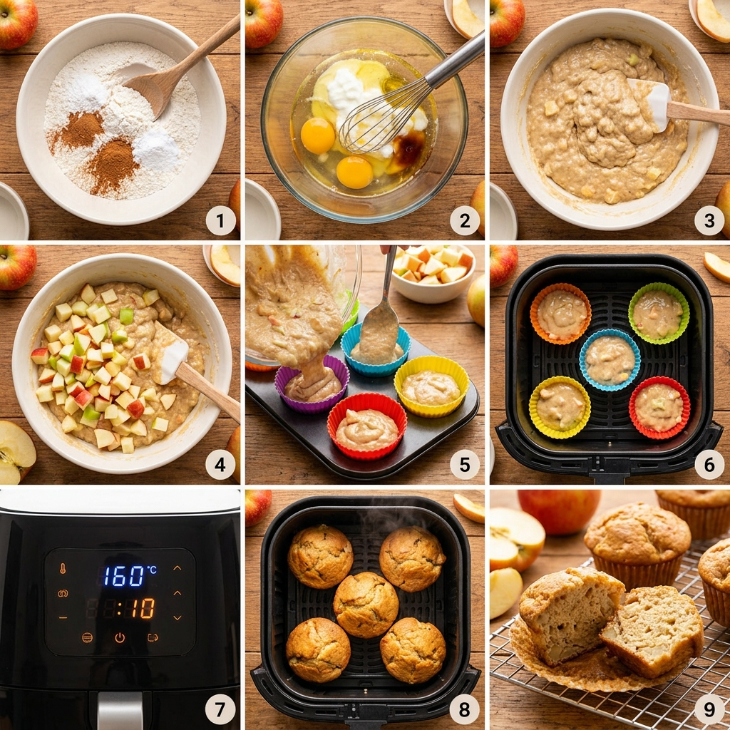 Apfelmuffins Airfryer: Das beste Rezept für saftige Apfelmuffins aus der Heißluftfritteuse 3 Making apple muffins in air 202608100532
