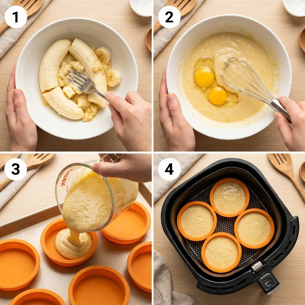 Pancake Recipe: Das einfache Air Fryer Pancake Recipe für Zuhause 2 Making banana pancakes in steps 202608180121