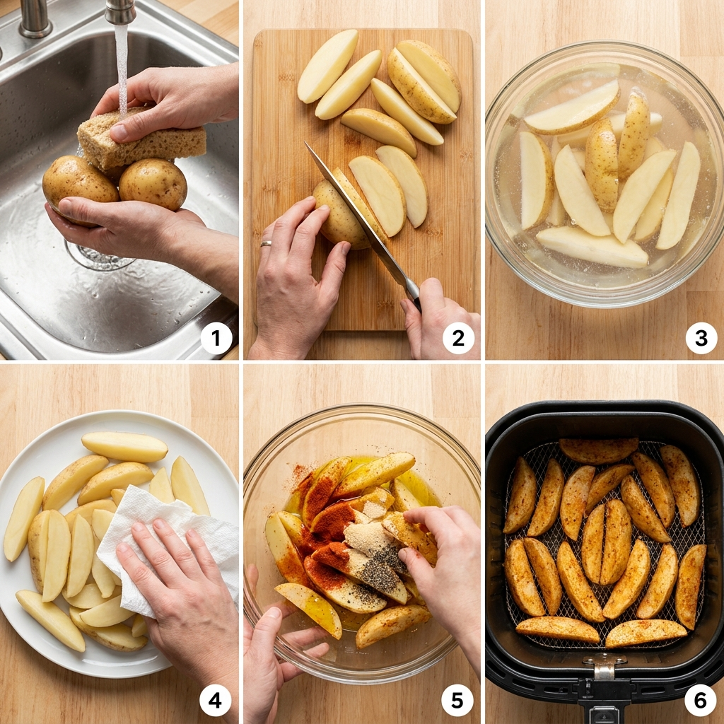 Kartoffelecken Airfryer: Das ultimative Rezept für perfekt knusprige Kartoffelecken 2 Making crispy potato wedges steps 202608111517