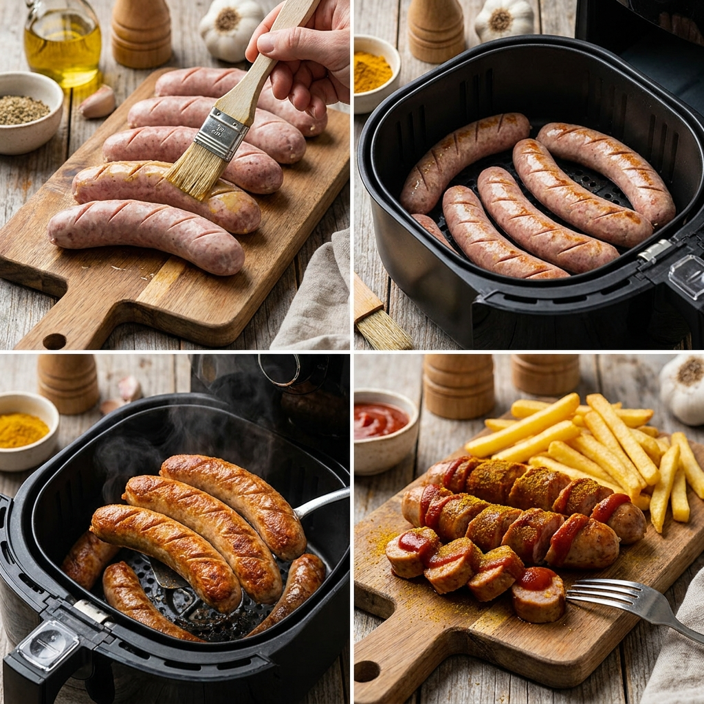 Deutsches Street Food zu Hause: Das ultimative Airfryer-Currywurst-Rezept 2 Making currywurst in air fryer 202608141148
