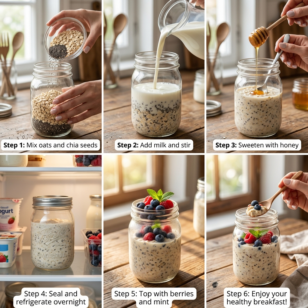 Gesunde Ernährung Rezepte: Der komplette Guide für mehr Energie 2 Making overnight oats recipe col… 202608151350