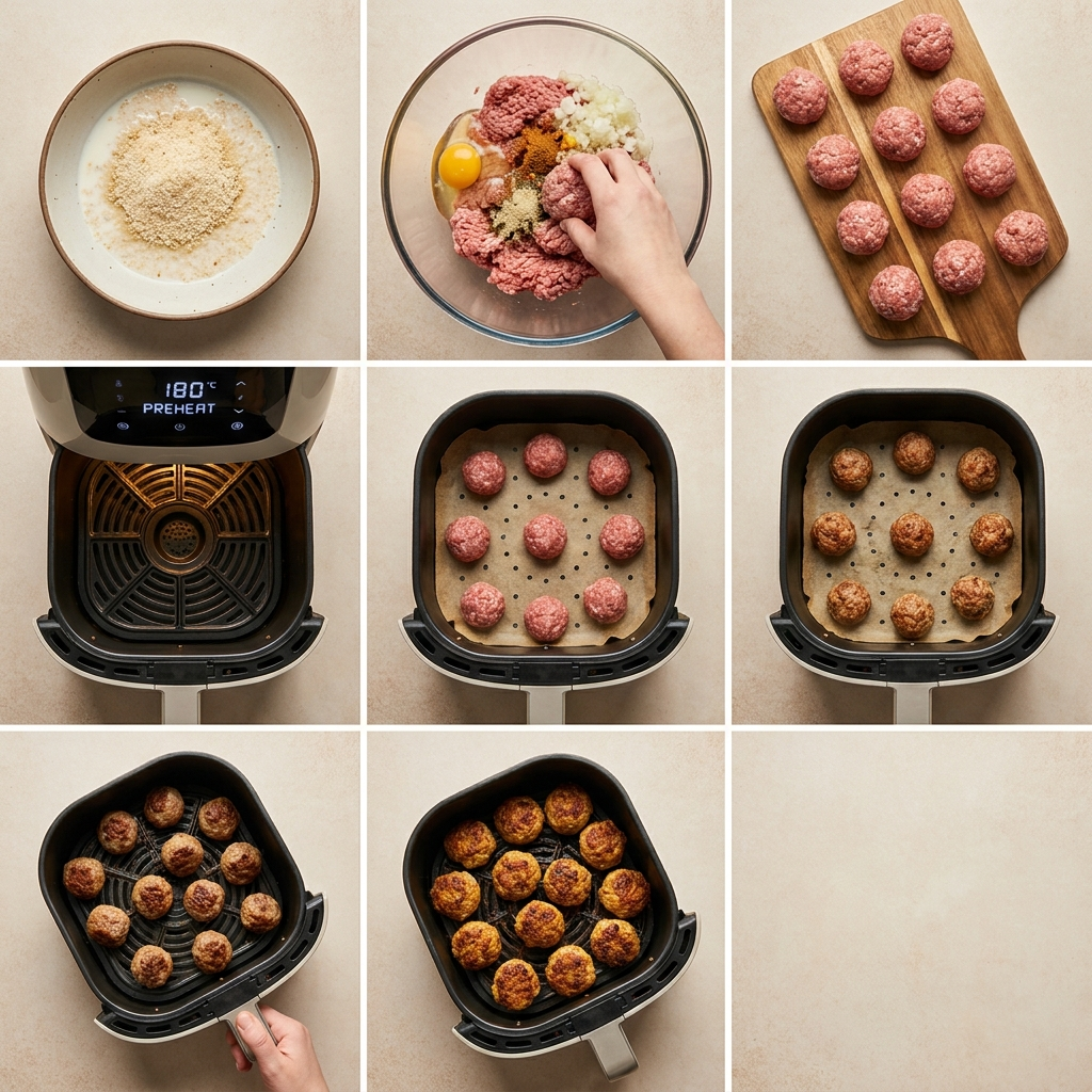 Fleischbällchen Airfryer: Das knusprige Rezept, das wirklich jedes Mal klappt 2 Meatball recipe steps collage 202608041349