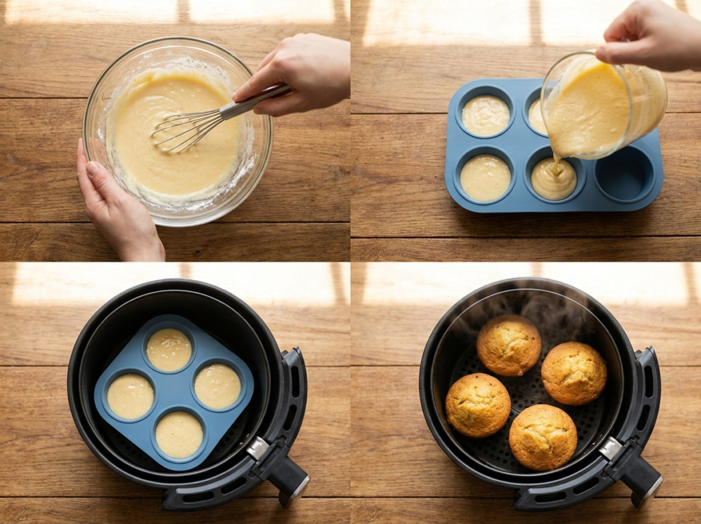 Muffins Heißluftfritteuse: Das ultimative Rezept für perfekte Muffins aus dem Airfryer 2 Muffin making process air fryer 202608011031
