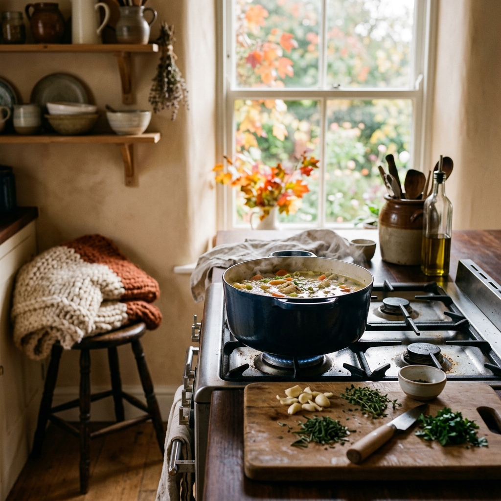 Fall Recipes: Die besten Herbstrezepte für Frühstück, Mittag- und Abendessen 2 Pot of chicken simmering on 202608281214