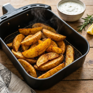 Kartoffelecken Airfryer: Das ultimative Rezept für perfekt knusprige Kartoffelecken 1 Kartoffelecken Airfryer knusprig und golden im Korb