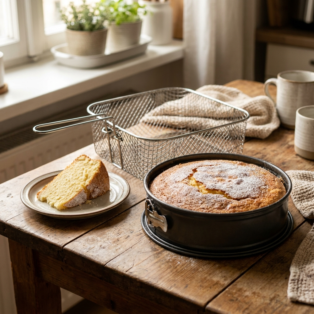 Airfryer Kuchen: Der ultimative Guide zum Backen in der Heißluftfritteuse 2 Pound cake on kitchen table 202608171124 1