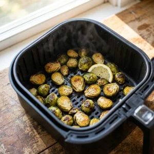 Rosenkohl Heißluftfritteuse: Das perfekte Rezept für knusprigen Rosenkohl in nur 12 Minuten 1 Knuspriger Rosenkohl Heißluftfritteuse mit goldbraunen, karamellisierten Röschen im Airfryer-Korb