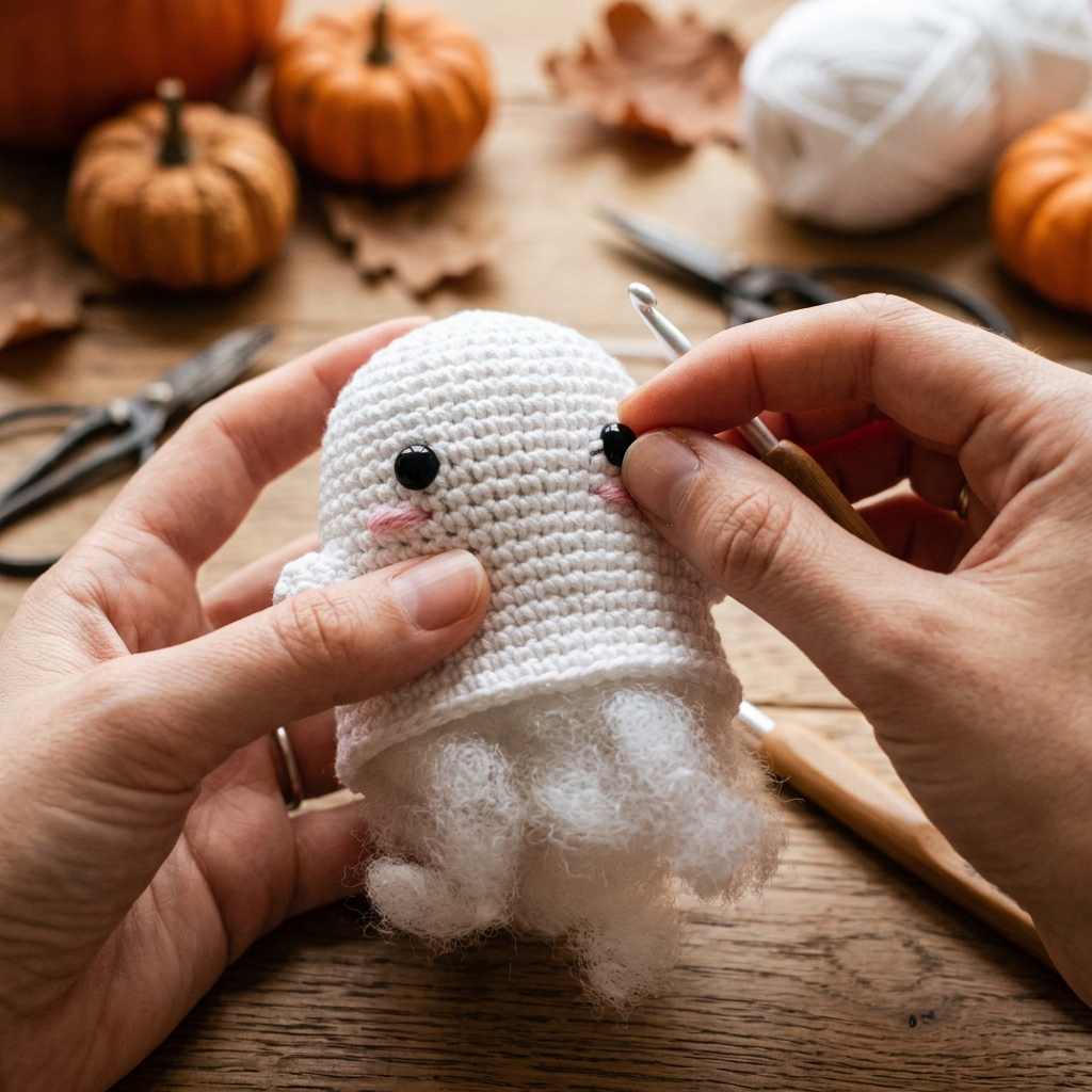 Kleiner Geist häkeln – Halloween häkeln kostenlos Deutsch Anleitung 2 Crocheting white ghost amigurumi 20260919155247